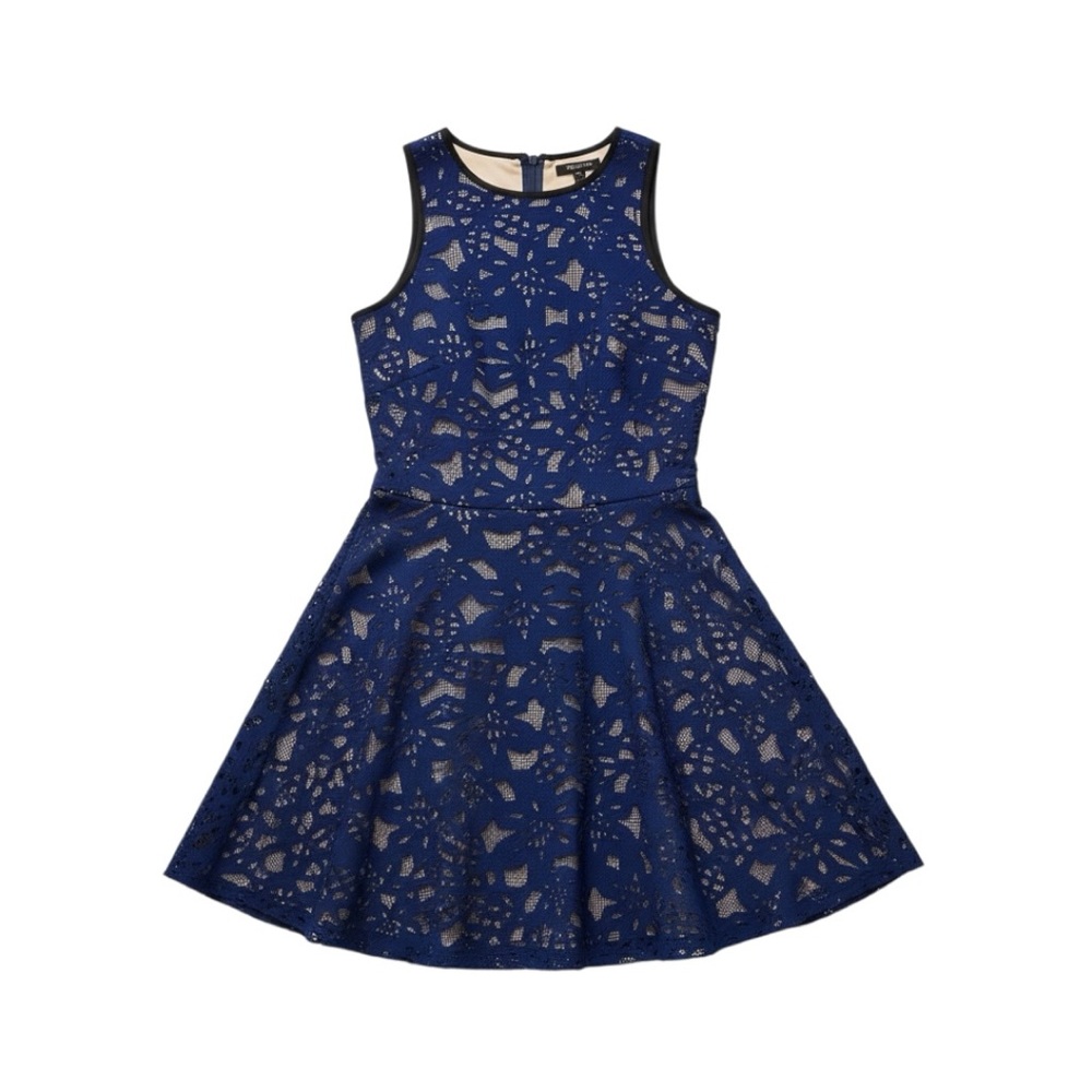 Mystic Royal Blue Sleeveless Lace Mini Dress | Medium
